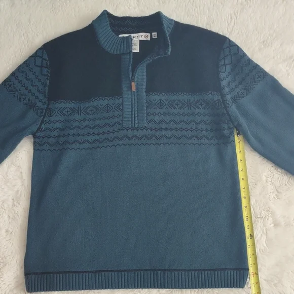 Obermeyer Men's Teal and Navy Zip-Up Sweater - Picture 15 of 17